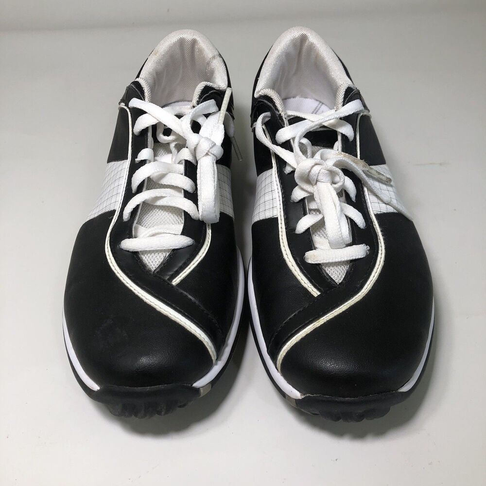 Nike Golf Action At Contact Shoes Womens Size 8 Cleats Spikes Black White EUC